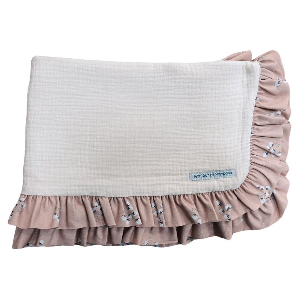 Manta Arrullo Polar Flor de Algodón Rosa