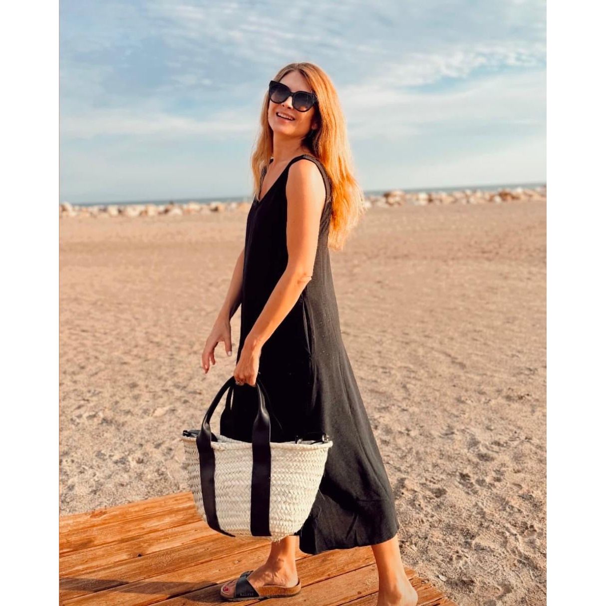 Cesta Capazo Piel Negra