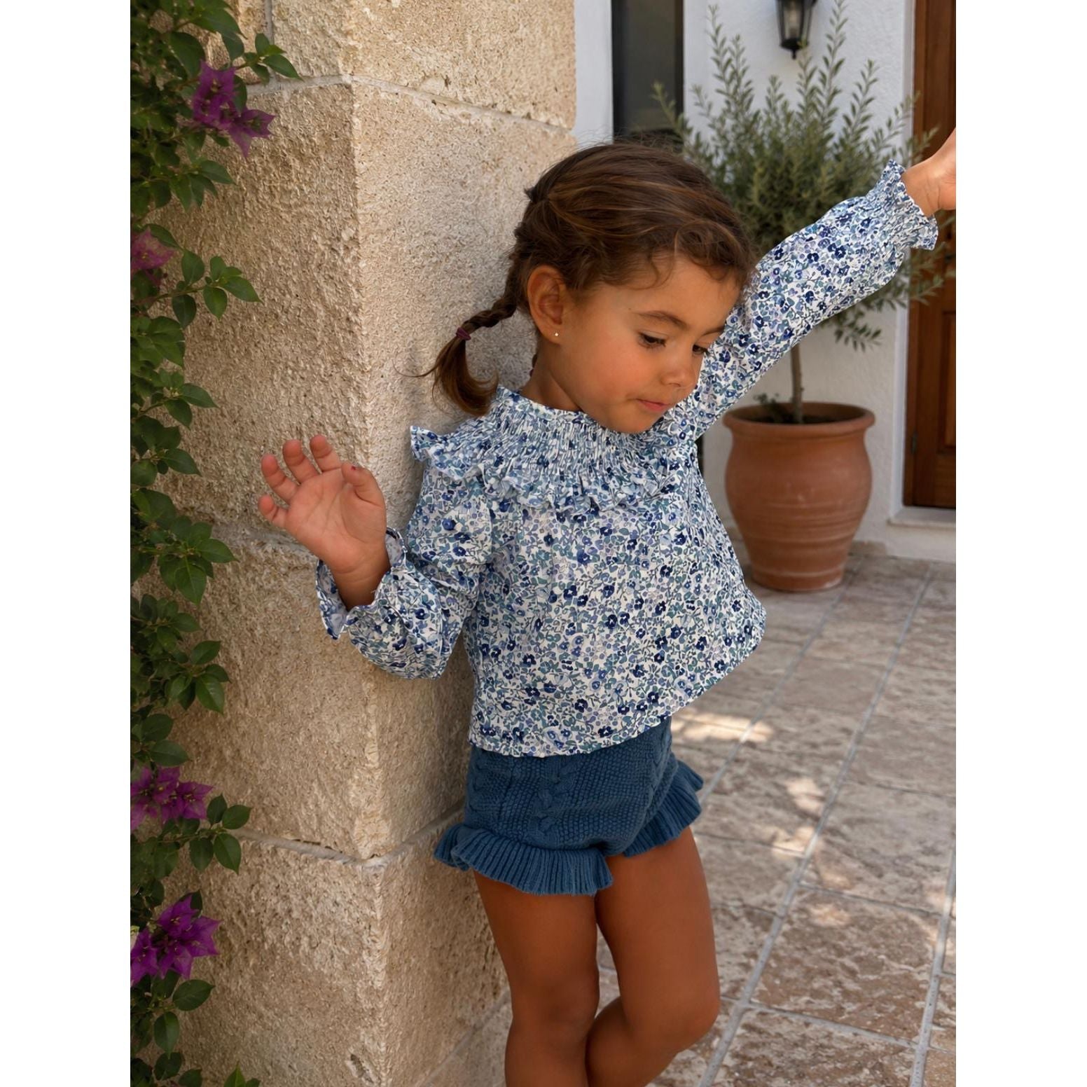 Shorts de punto Azul