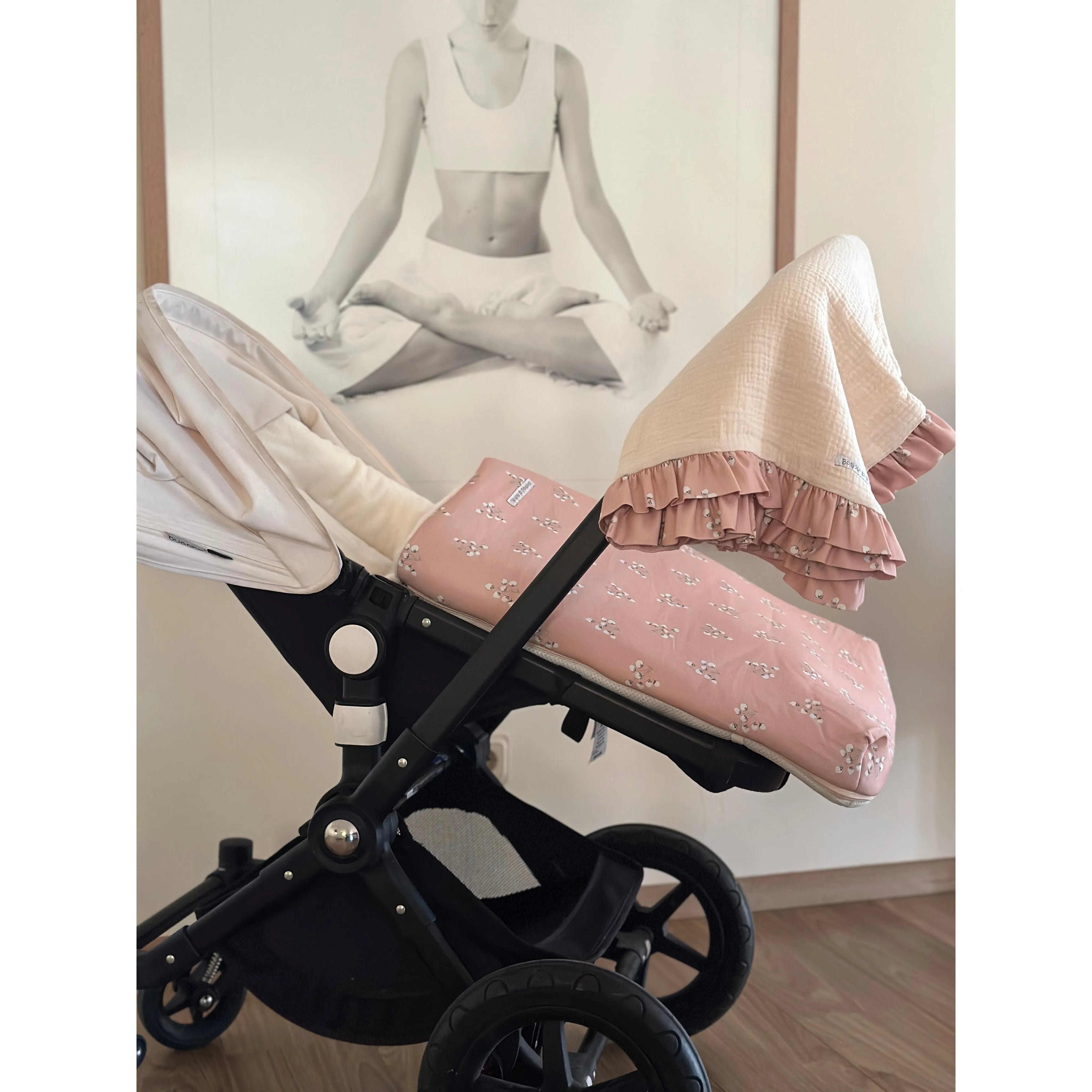 Manta Arrullo Polar Flor de Algodón Rosa