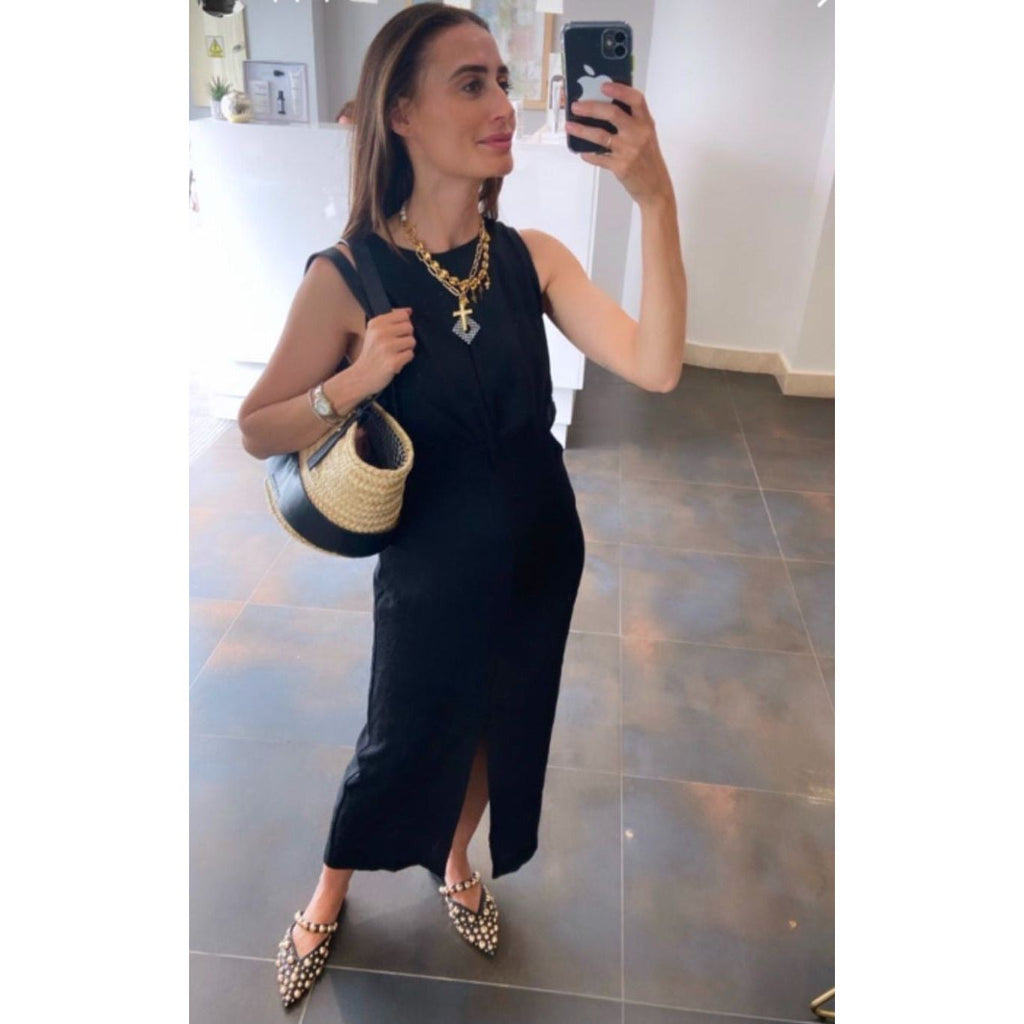 Cesta Capazo Piel Negra