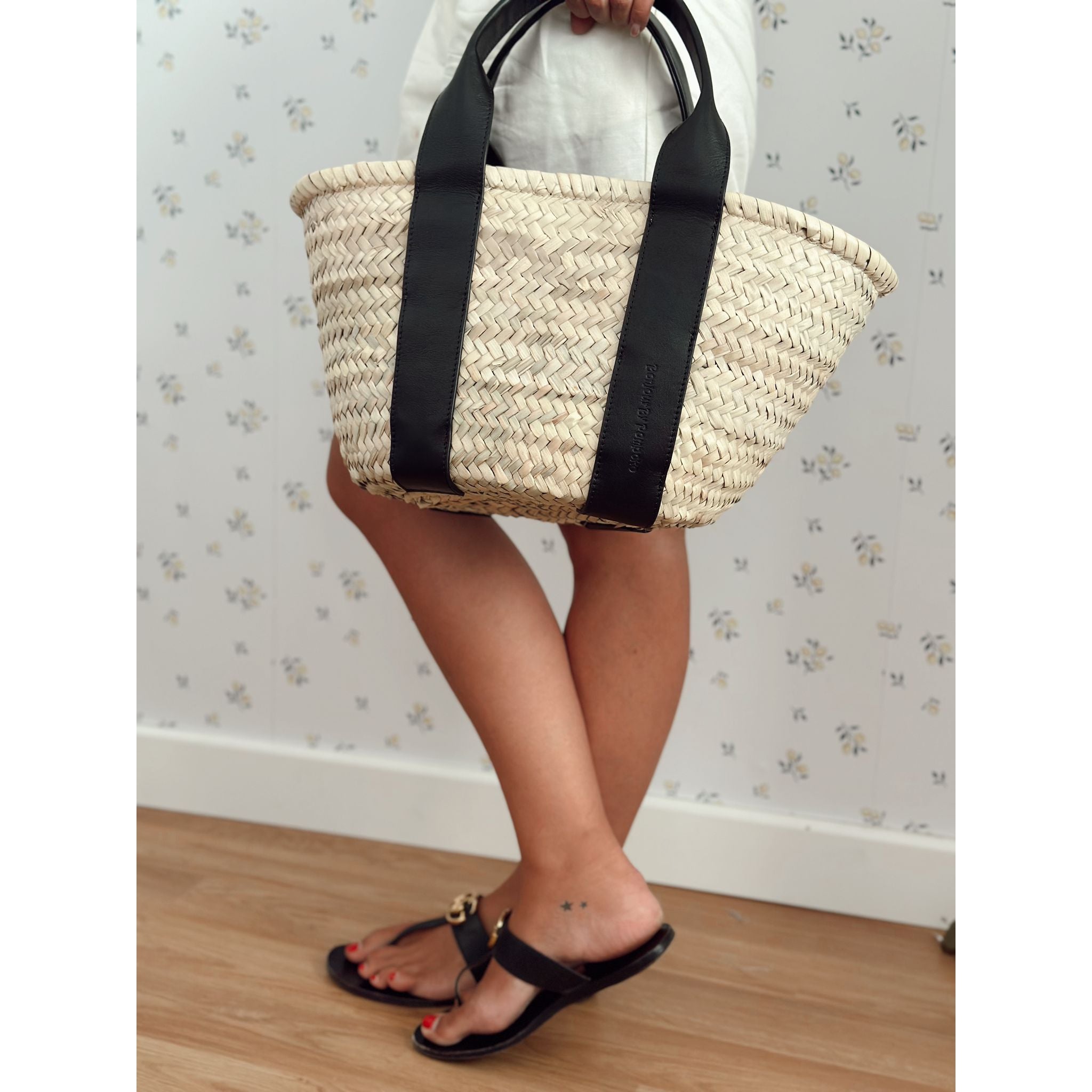 Cesta Capazo Piel Negra