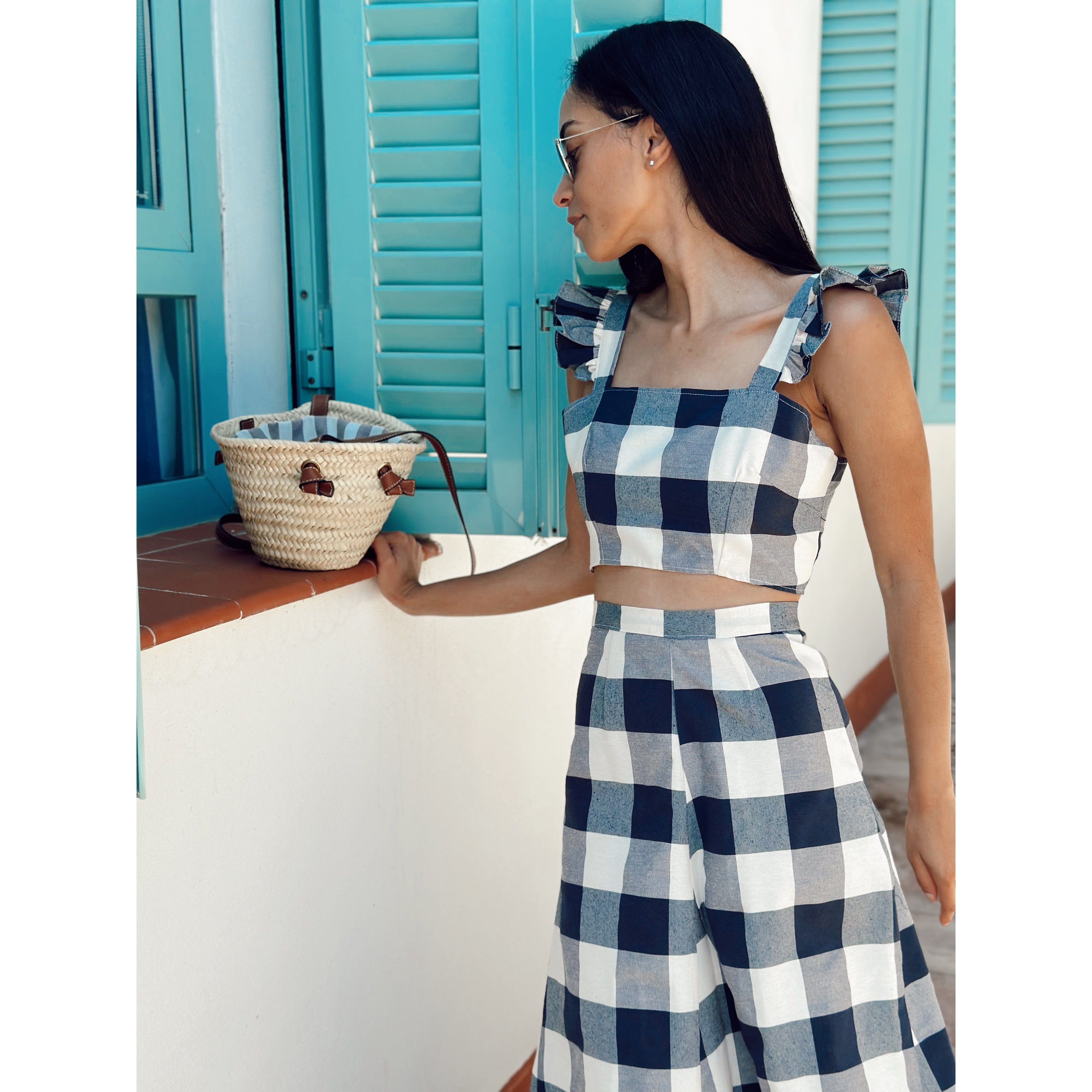 Mini Bandolera de Piel Y Palma