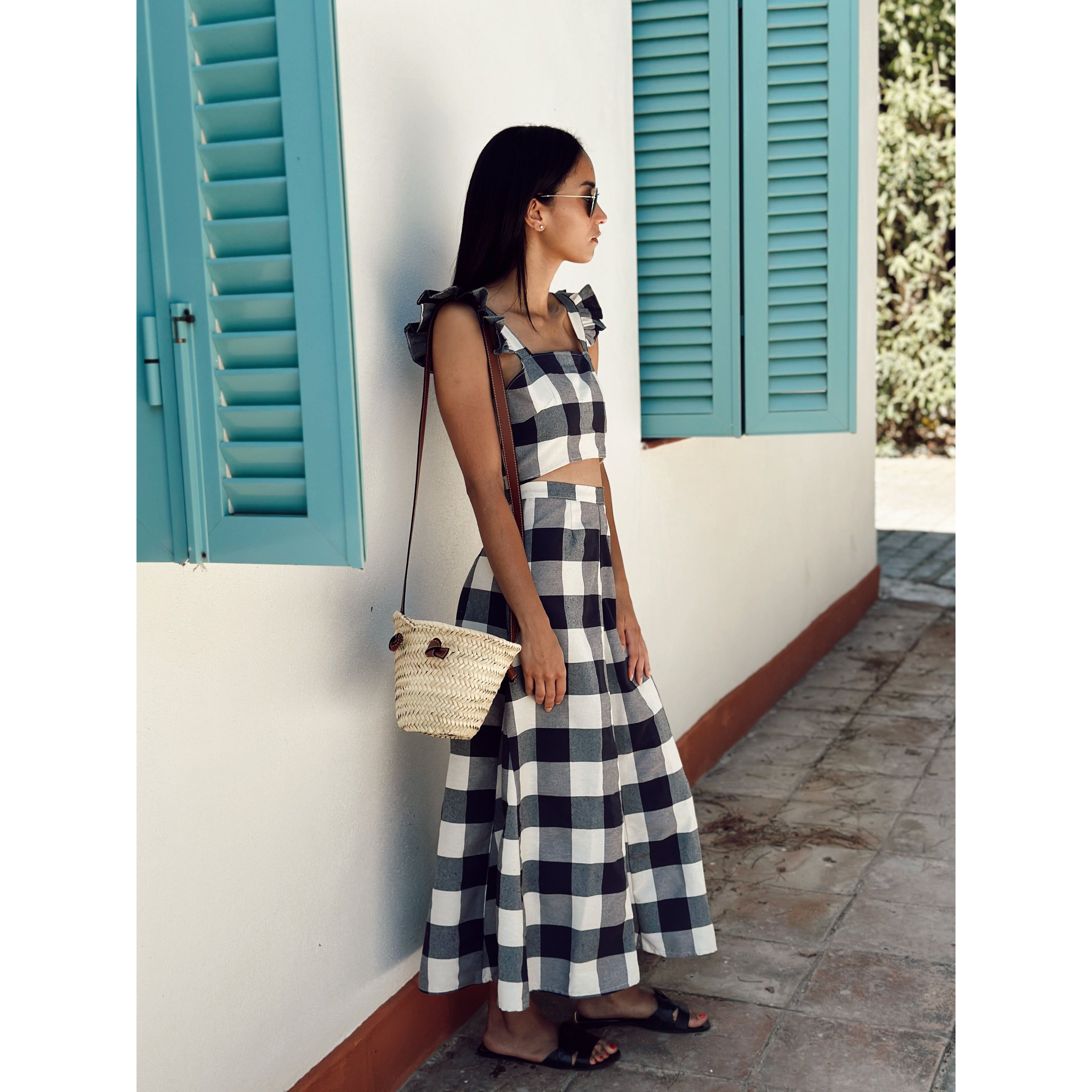 Mini Bandolera de Piel Y Palma