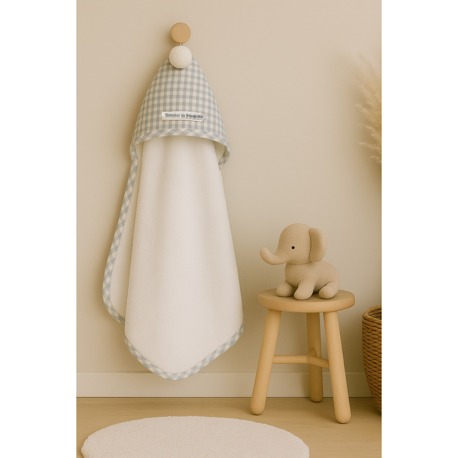 Toalla Pompón Vichy Gris