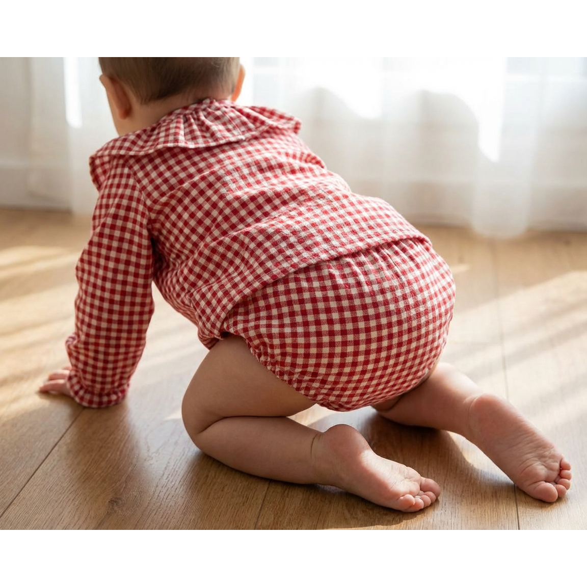 Cubrepañal Vichy Rojo