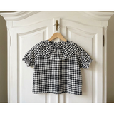 Blusa Vichy Negro Manga Corta