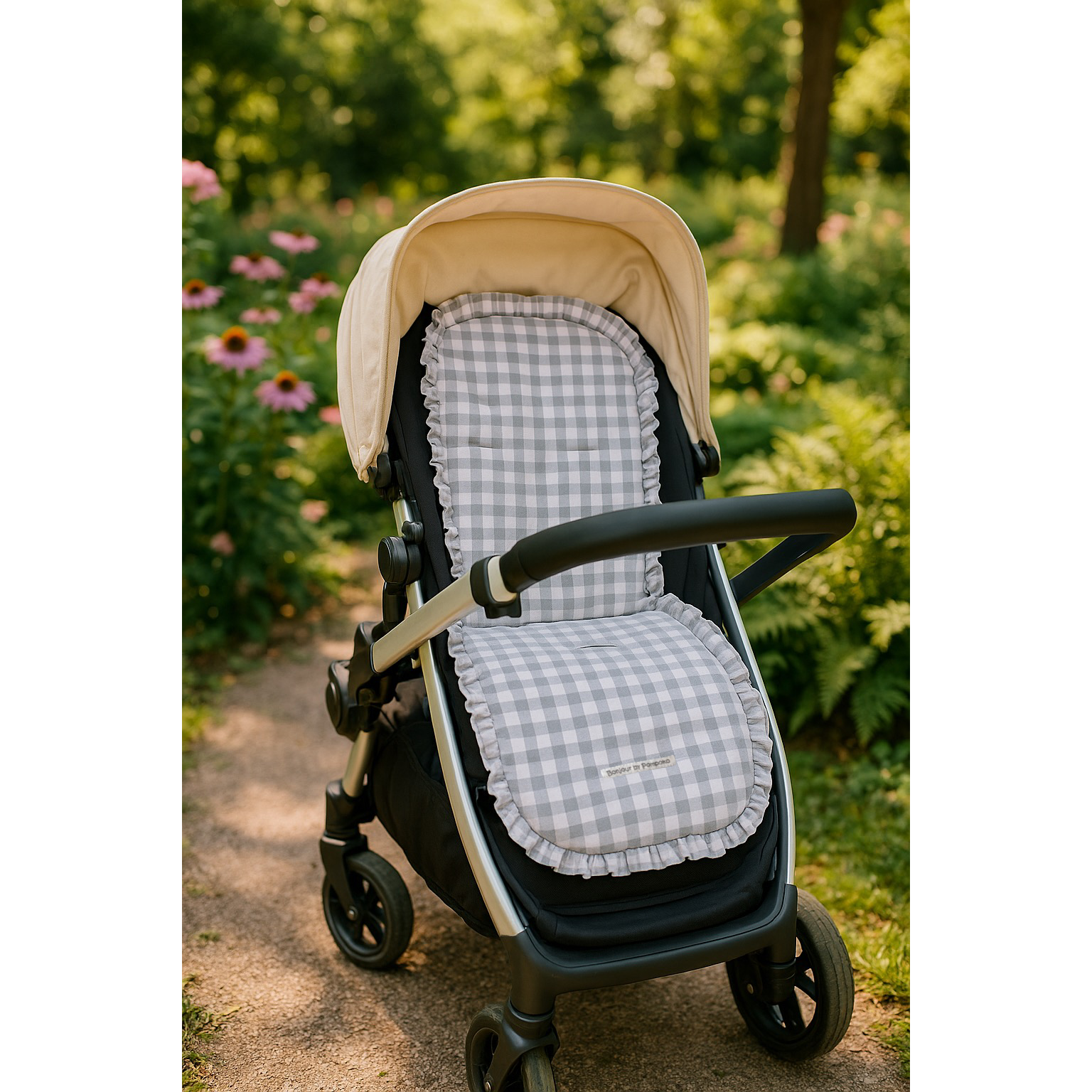 Colchoneta Universal Volante Vichy Gris Plus