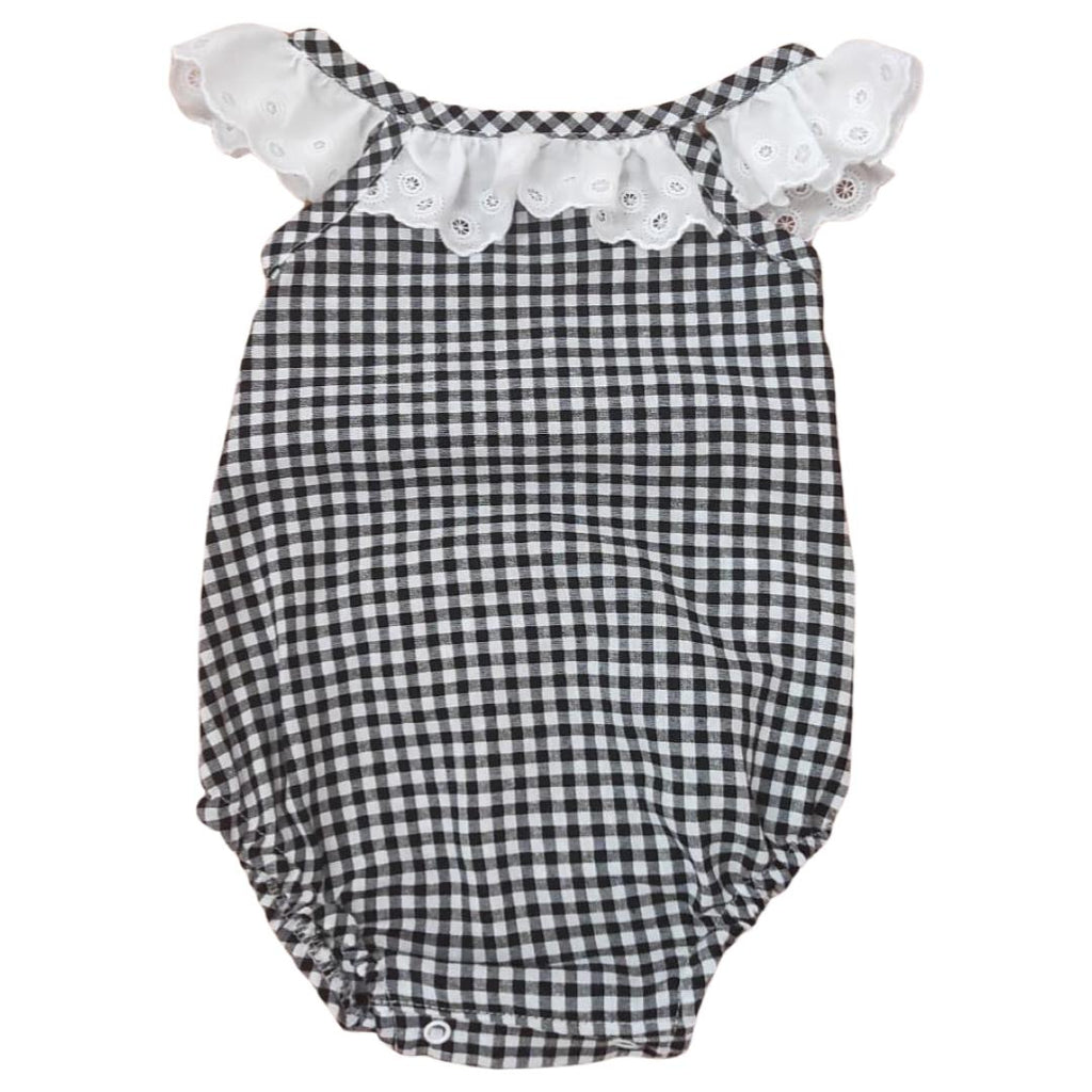 Pelele Tira Bordada Vichy Negro