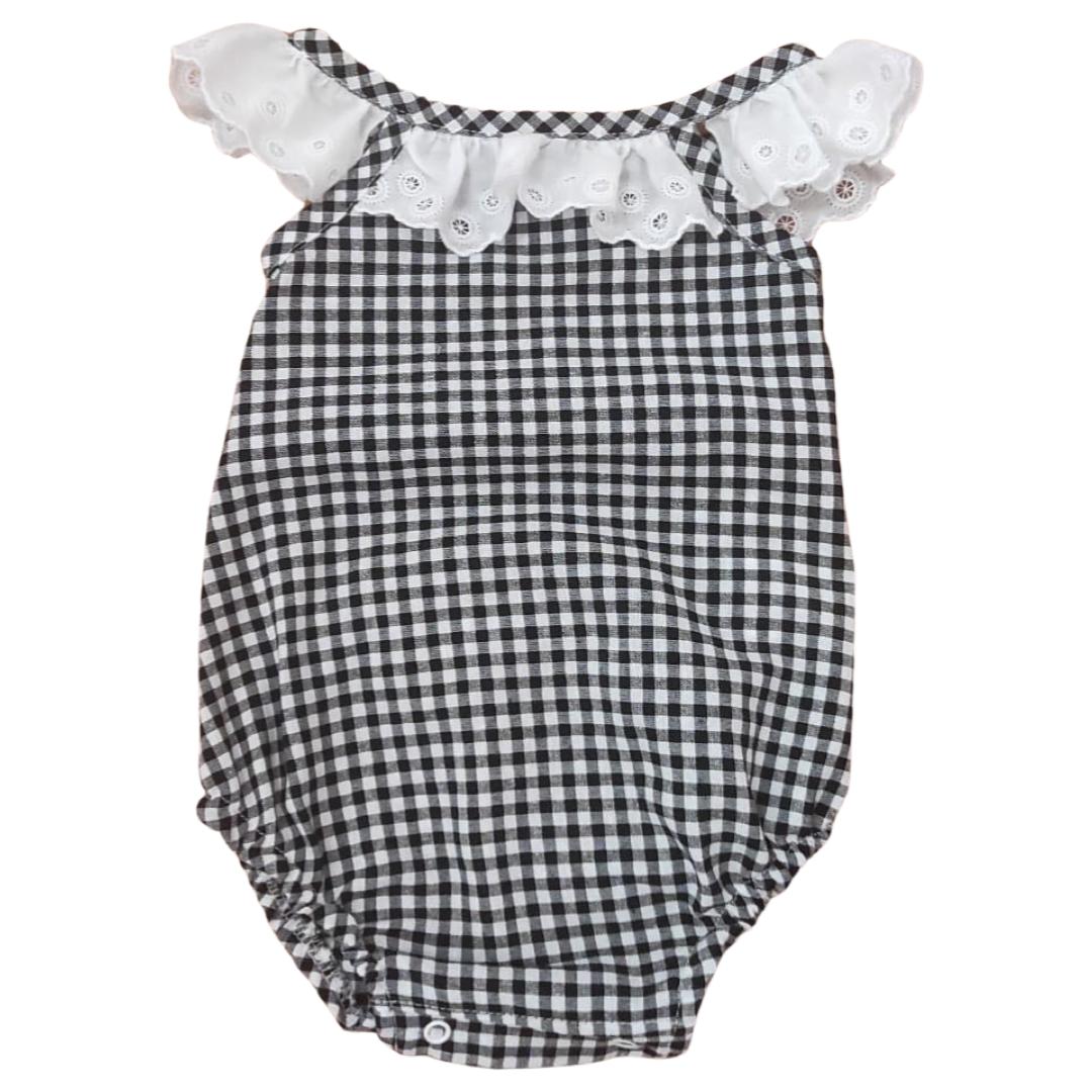 Pelele Tira Bordada Vichy Negro