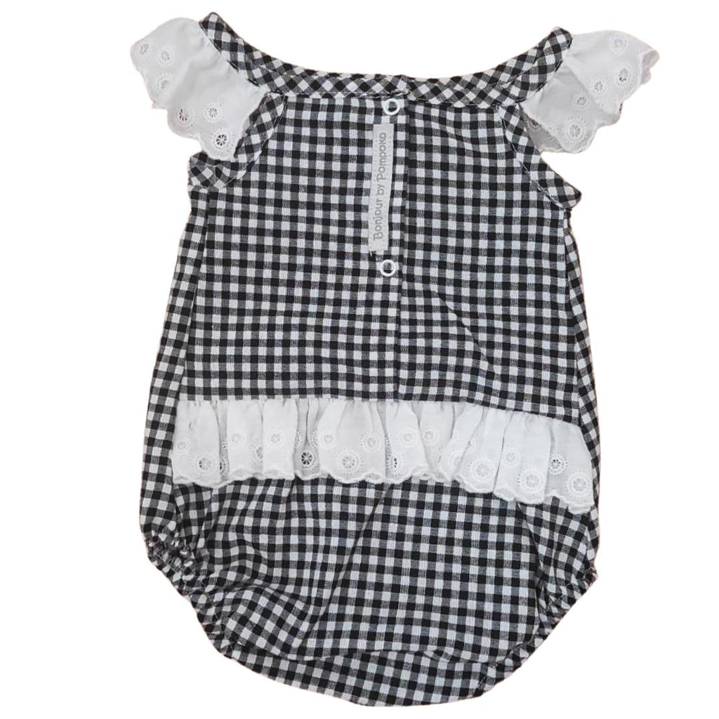 Pelele Tira Bordada Vichy Negro