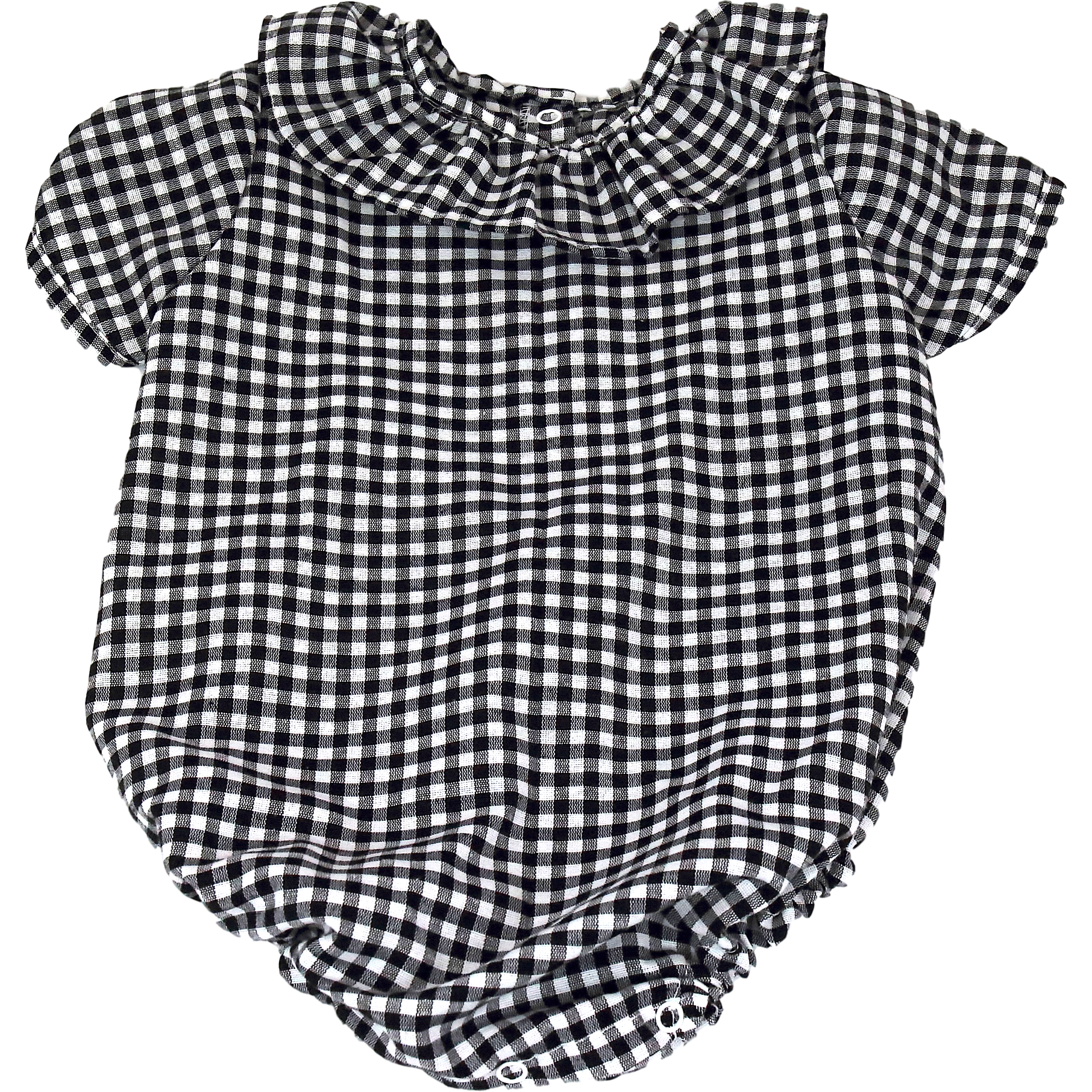 Light Gray Pelele Manga Corta Vichy Negro