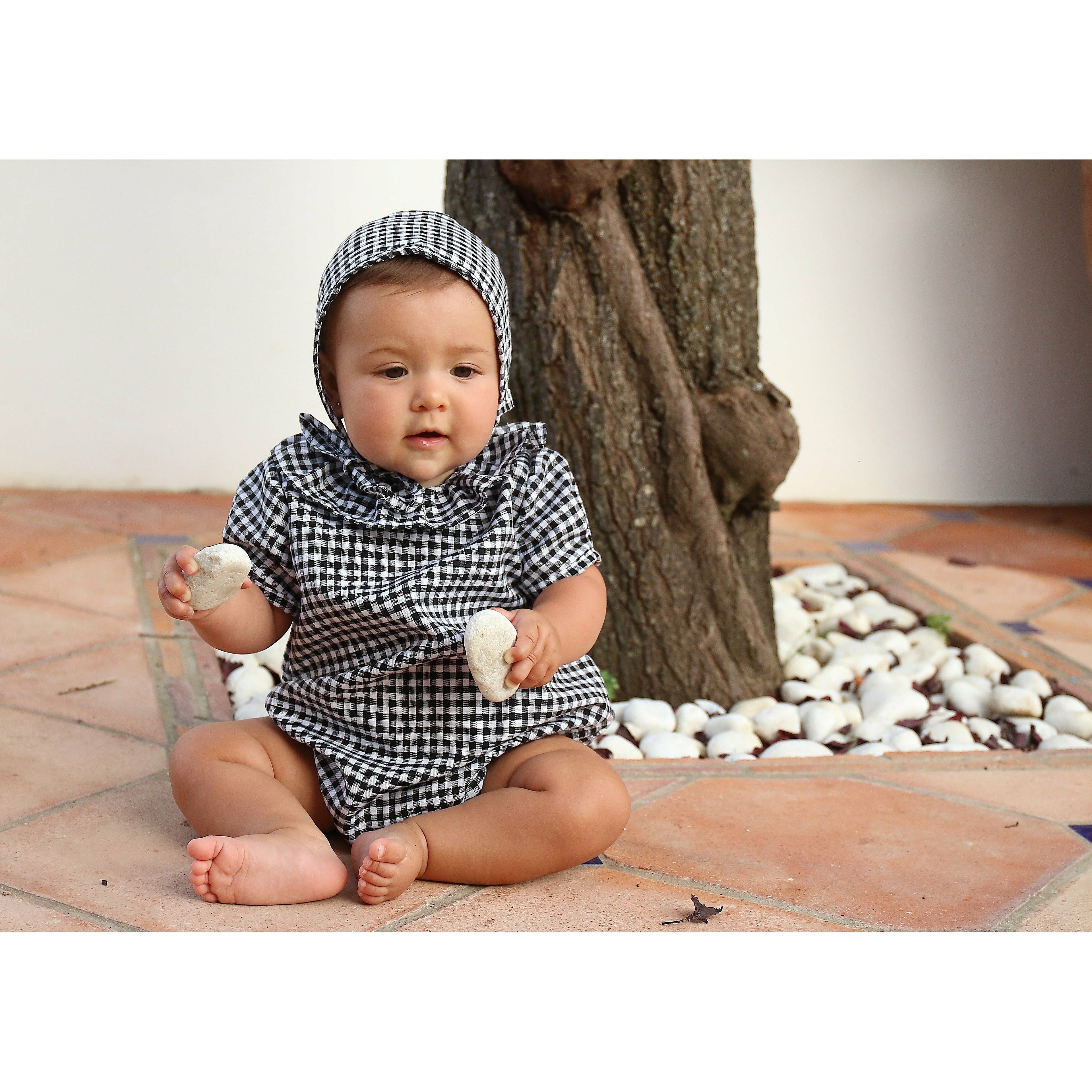 Rosy Brown Pelele Manga Corta Vichy Negro