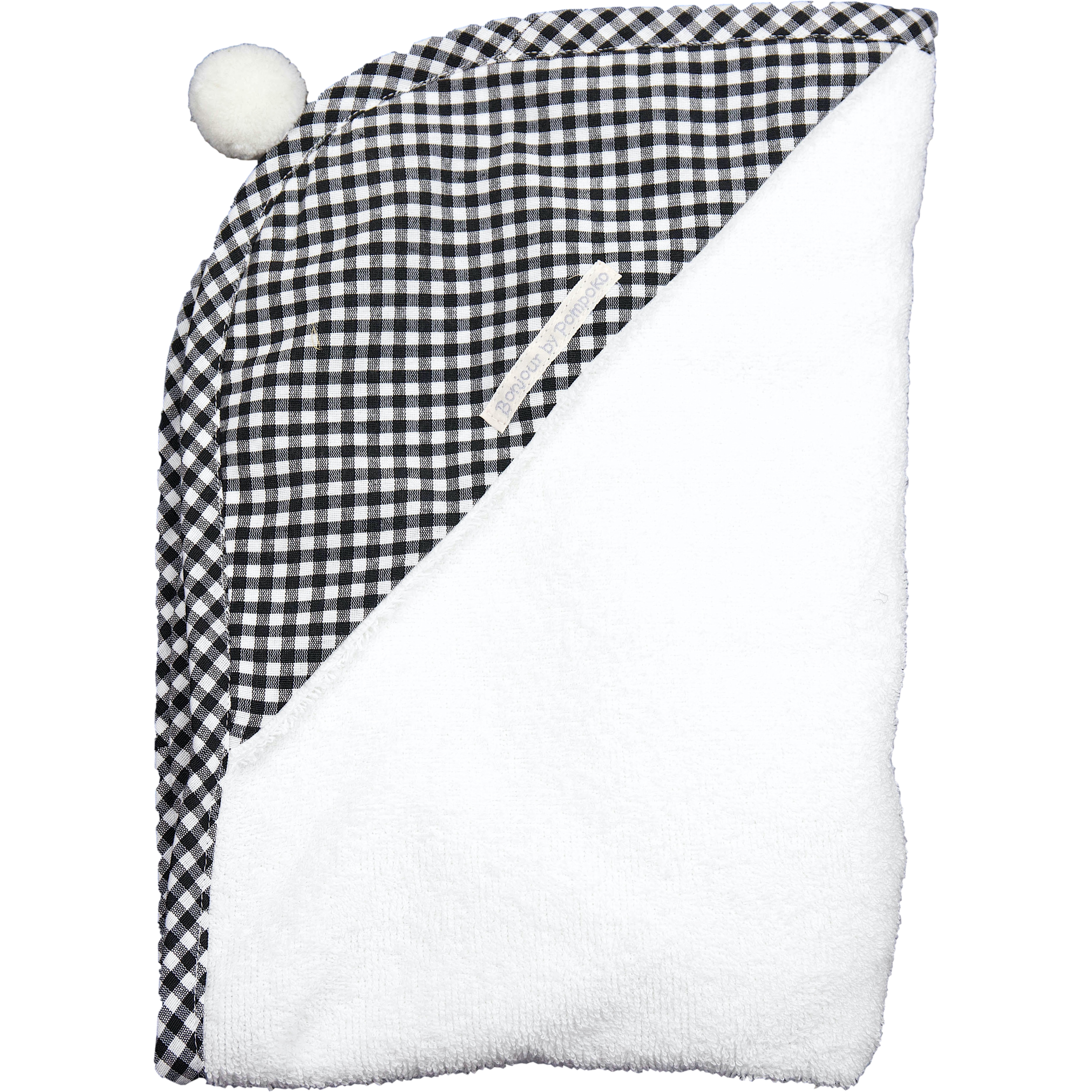 Dark Slate Gray Toalla Pompón Vichy Negro