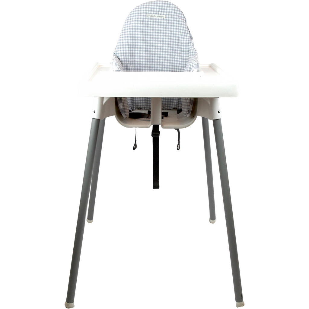 Light Gray Cojín para trona ANTILOP IKEA reversible Vichy Gris / Vichy Gris Plus