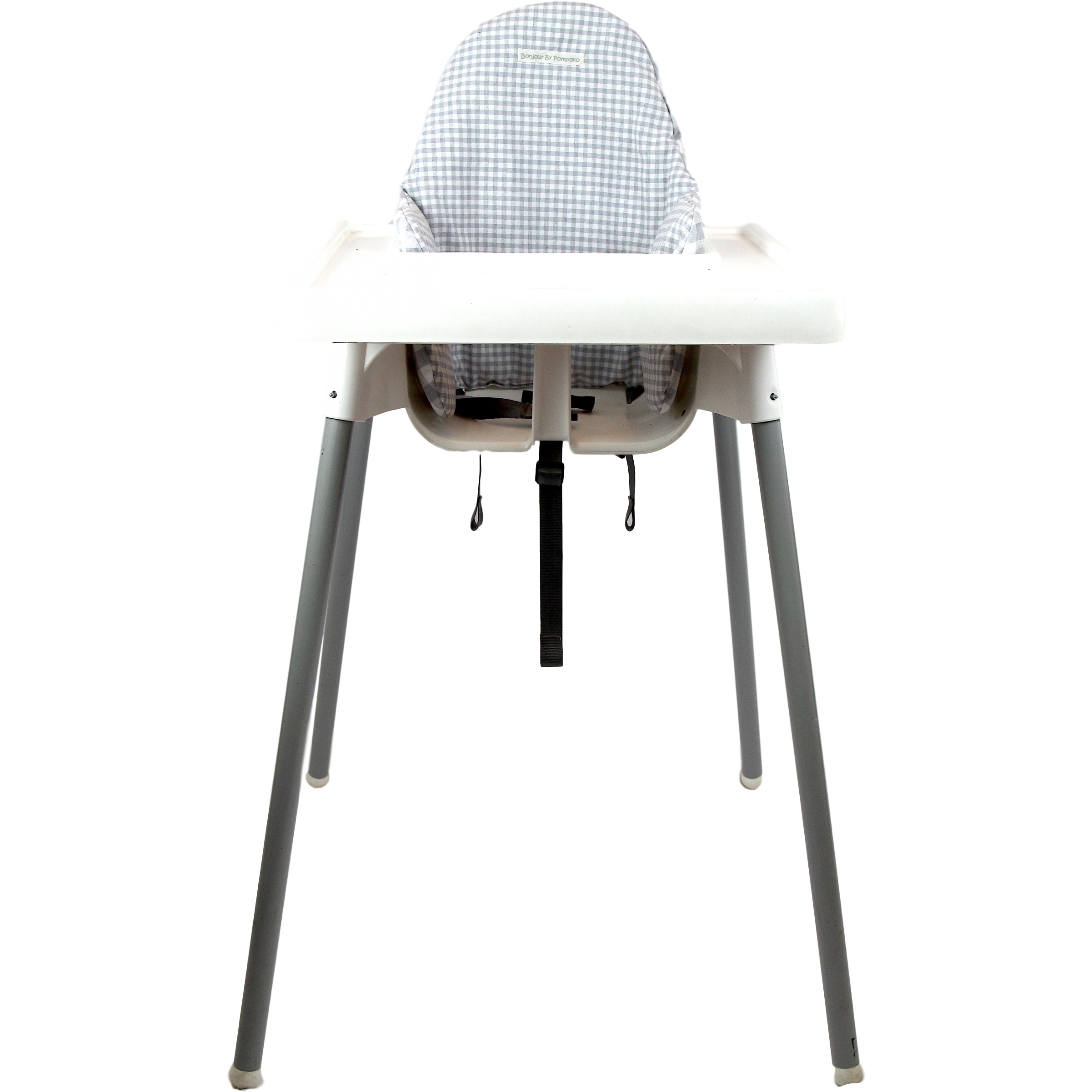 Light Gray Cojín para trona ANTILOP IKEA reversible Vichy Gris / Vichy Gris Plus