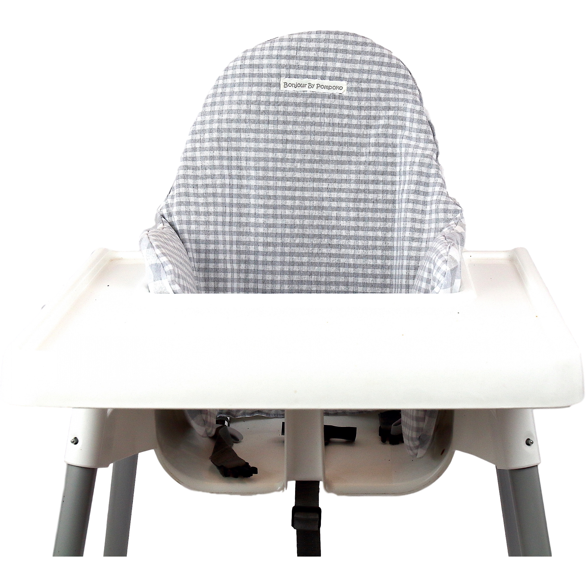 Light Gray Cojín para trona ANTILOP IKEA reversible Vichy Gris / Vichy Gris Plus