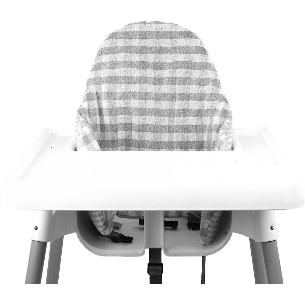 Light Gray Cojín para trona ANTILOP IKEA reversible Vichy Gris / Vichy Gris Plus