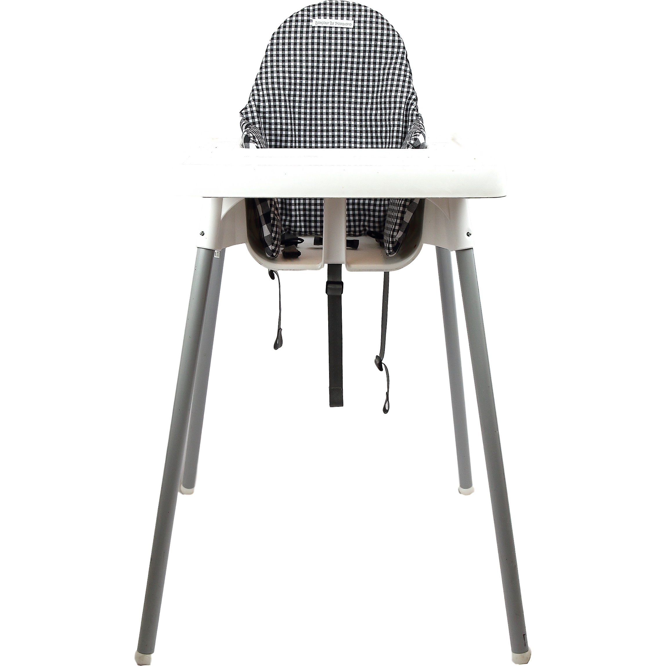 Dim Gray Cojín para trona ANTILOP IKEA reversible Vichy Negro / Vichy Negro Plus