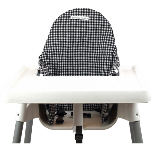 Dark Slate Gray Cojín para trona ANTILOP IKEA reversible Vichy Negro / Vichy Negro Plus