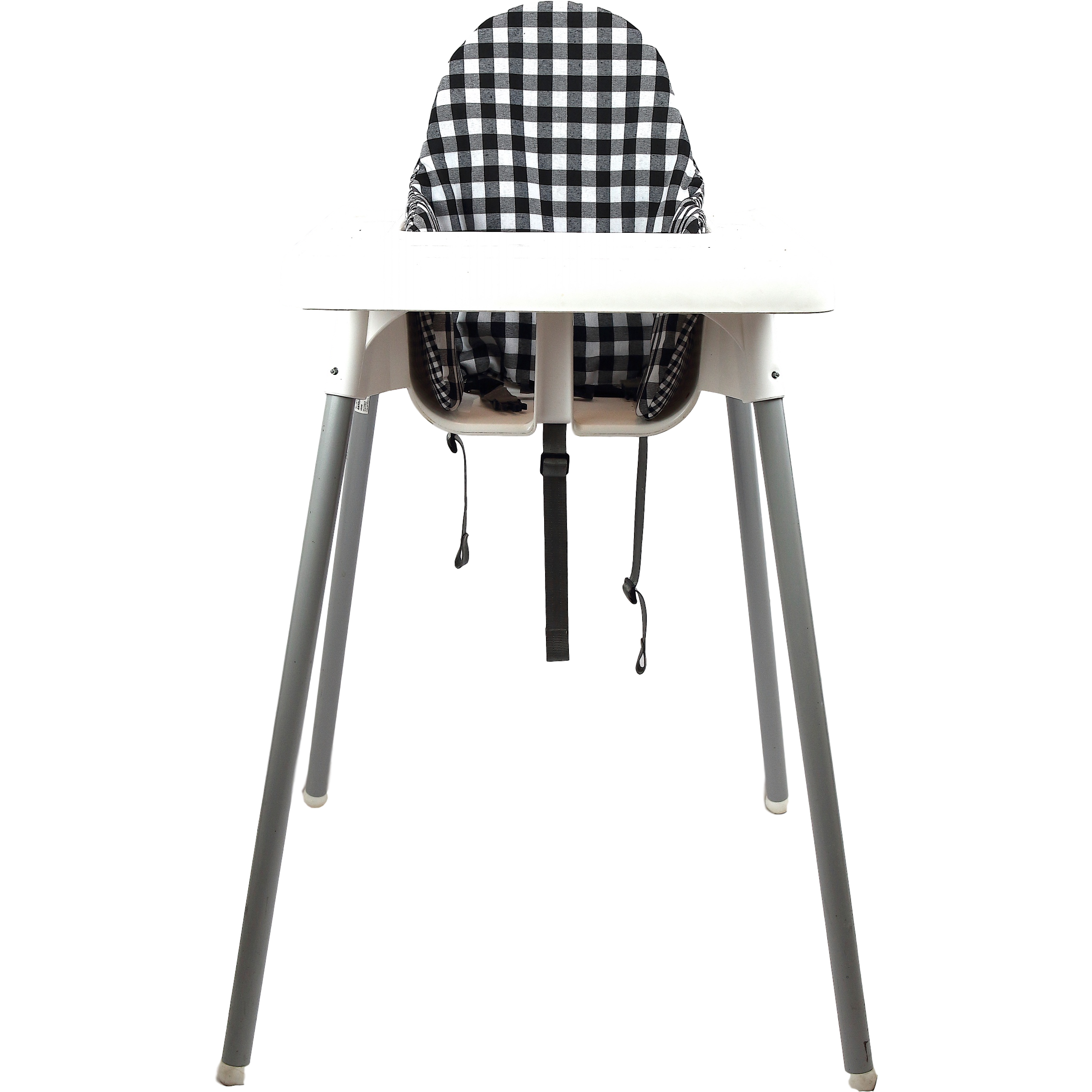 Dim Gray Cojín para trona ANTILOP IKEA reversible Vichy Negro / Vichy Negro Plus