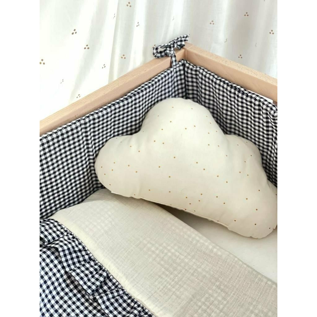 Light Gray Chichonera Cuna Vichy Negro