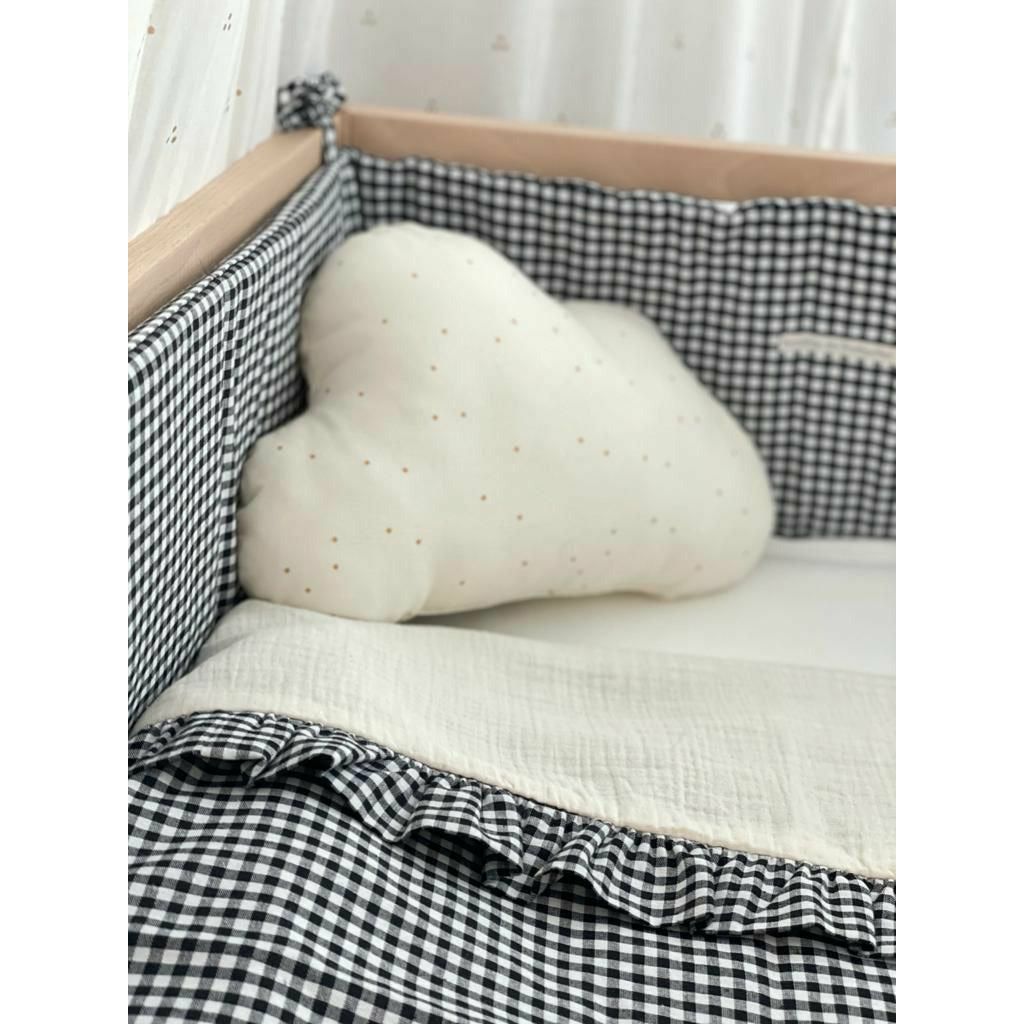 Light Gray Chichonera Cuna Vichy Negro