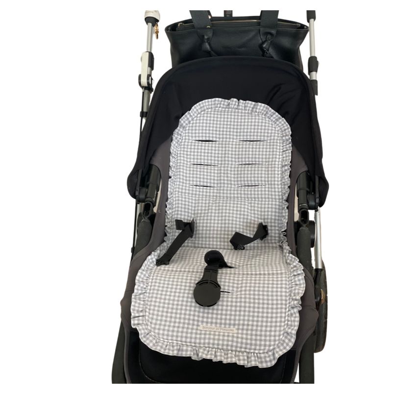 Light Gray Colchoneta Universal Volante Vichy Gris