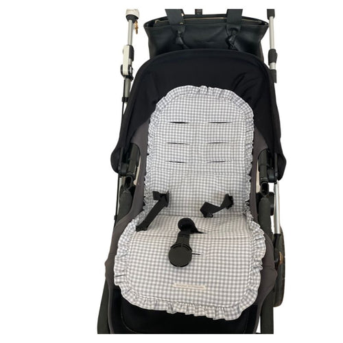 Light Gray Colchoneta Universal Volante Vichy Gris