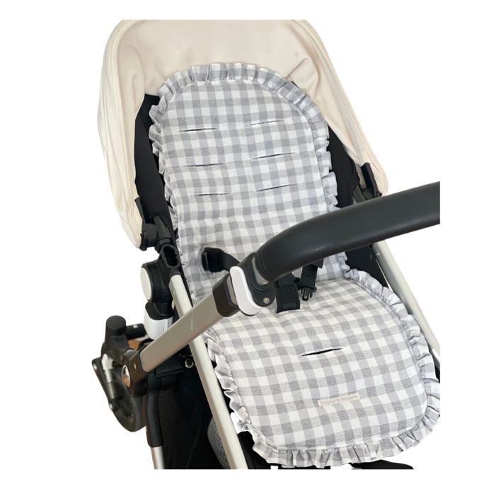 Light Gray Colchoneta Universal Volante Vichy Gris Plus