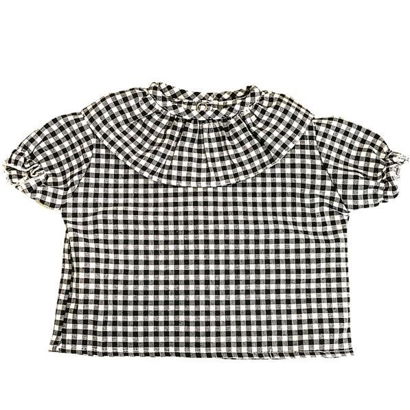 Gray Blusa Vichy Negro Manga Corta