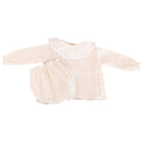 Antique White Blusa Bambula Crudo Cuello Tira Bordada