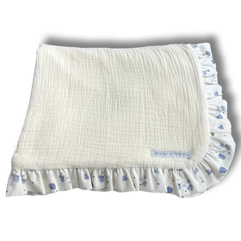 Manta Arrullo Polar Flor Japón Acero